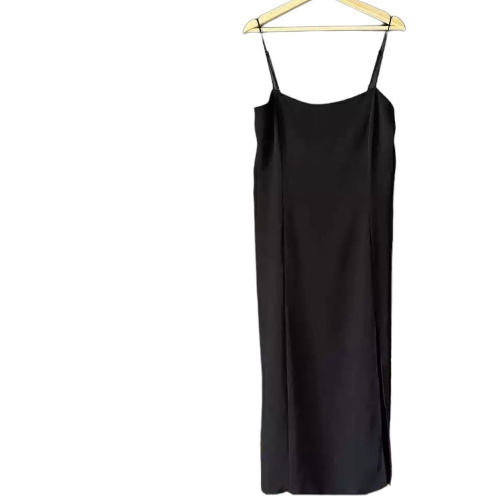 Aritzia Babaton Black Midi Slit Slip Dress Size XS